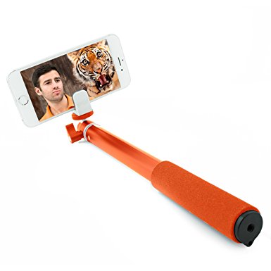 Selfix Selfie Stick Deluxe - The Best Smartphone & Gopro Selfie Stick with Remote - Featuring Struggle-Free Bluetooth for Endless Insta Selfies - RIF6 (Orange)