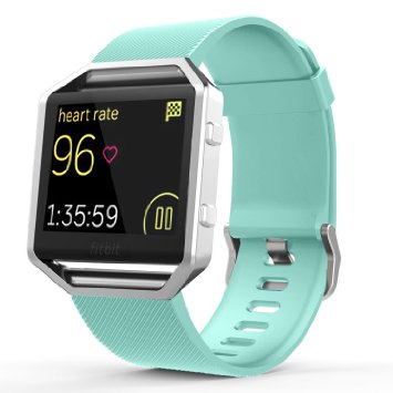 Fitbit Blaze Accessories Classic Band Small, UMTele Soft Silicone Replacement Sport Strap Band with Quick Release Pins for Fitbit Blaze Smart Fitness Watch Turquoise, Frame Not Included (5.5"-6.7")