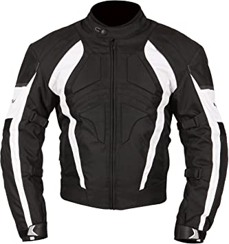 Milano Sport MJGAM0382LA Gamma Motorcycle Jacket with White Accent (Black, Large)