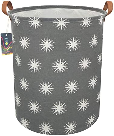 HKEC 19.7"Waterproof Foldable Storage Bin, Dirty Clothes Laundry Basket, Canvas Organizer Basket for Laundry Hamper, Toy Bins, Gift Baskets, Bedroom, Clothes, Baby Hamper (Gray Starlight)