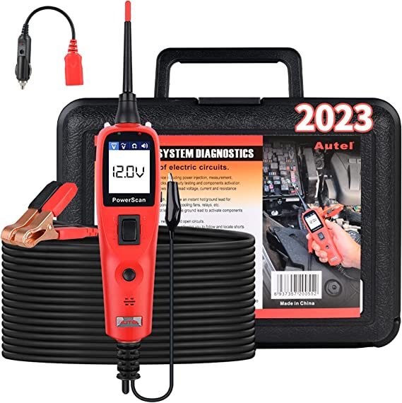 Autel PowerScan PS100 Automotive Circuit Tester with 40ft Cable, Power Circuit Probe Kit, 12V 24V Electrical System Diagnostic Tool, Read AC DC Current Resistance, Continuity/Probe/Signal Test