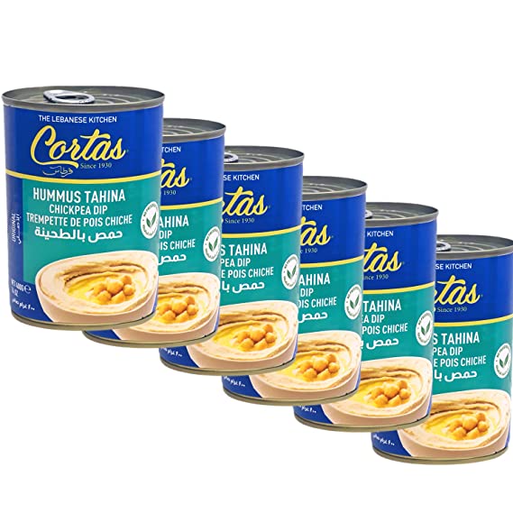 Cortas Hummus Tahini Chick Peas Dip, Ready to Serve, Pack of 6, 14 Oz X 6