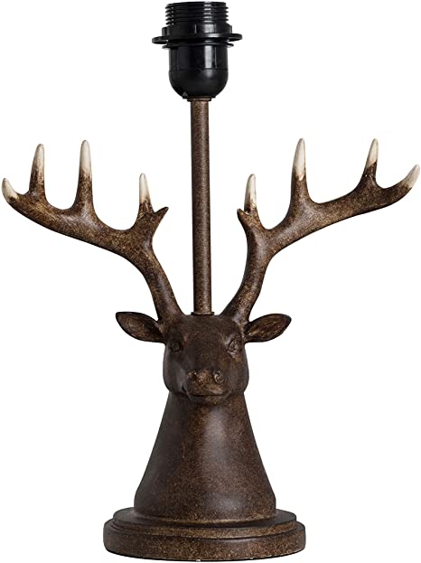 Caribou Head Design Table Lamp Base in a Rustic Finish