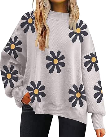 Zeagoo Sweaters for Women 2024 Fashion Trendy Long Sleeve Turtleneck Pullover Lantern Knit Sweater Tops