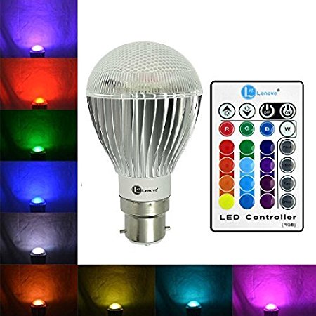LONOVE RGB Light Bulbs Ir Wireless Remote Control 10W B22 Colour Changing Magic Lamp