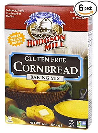 Hodgson Mill Gluten-Free Sweet Yellow Cornbread Mix, 12 Ounce (Pack of 6), Gluten-Free Cornbread Box Mix, Great with Chili, Stews and Soups, Bakes Well in a Cast Iron Pan, Delicious with Honey