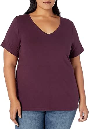 Amazon Essentials Women's Plus Size Short-Sleeve V-Neck T-Shirt