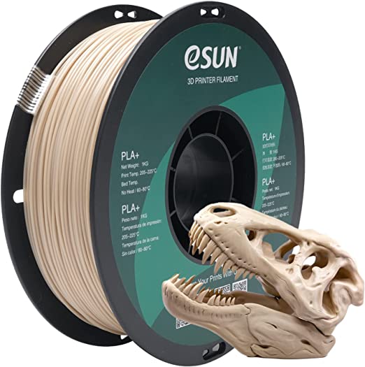 eSUN PLA  Filament 1.75mm, 3D Printer Filament PLA Plus, Dimensional Accuracy  /- 0.03mm, 1KG Spool (2.2 LBS) 3D Printing Filament for 3D Printers, Bone White