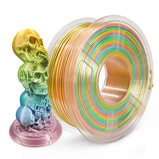 PLA Filament 1.75mm Silk Rainbow Multicolor, SUNLU Multicolor Filament PLA 1.75mm, 3D Printing Filament PLA for FDM 3D Printer, 1KG PLA Rainbow