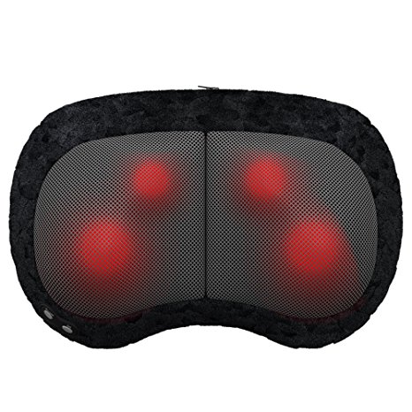 Gideon Shiatsu Deep Kneading Massage Pillow with Soothing Heat   Vibration / Four 3D Deep Penetrating Massaging Nodes   Multiple Vibration Points / Massage, Sooth and Relax Neck, Shoulder & Back