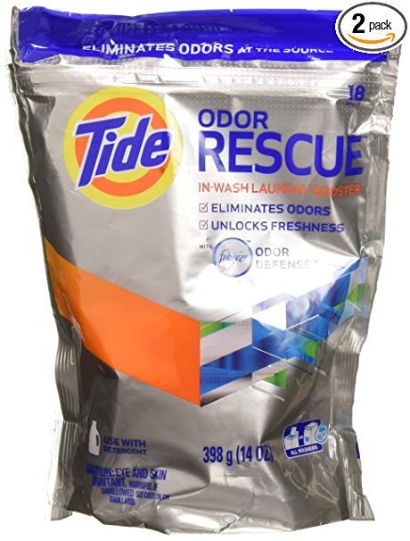 Tide Odor Rescue with Febreze Odor Defense in-Wash Laundry Booster Pacs, 18 Count (Pack of 2)