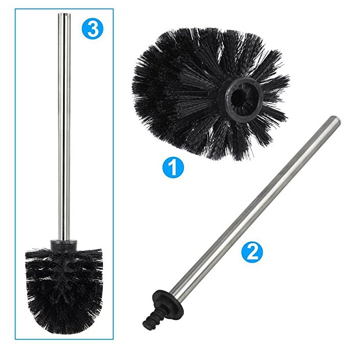 Smallwise Trading 3 x Replacement Black Stainless Steel Bathroom Accessory Toilet Brush Head Holders