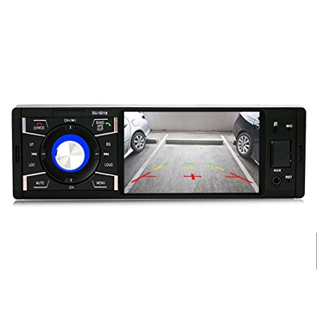 4.1 Inch Single Din Car Stereo MP5 Player with Bluetooth FM Radio Car Audio player 1080P Video Support USB SD Card AUX Input Wireless Remote Control