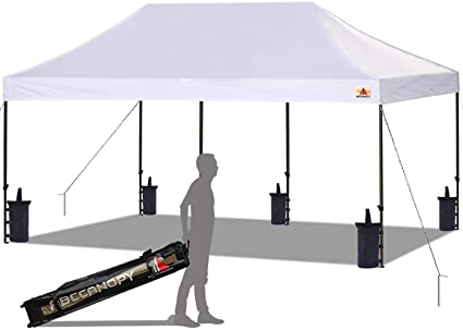 ABCCANOPY Pop up Canopy Tent Commercial Instant Shelter with Wheeled Carry Bag, Bonus 6 Canopy Sand Bags, 10x20 FT (White)