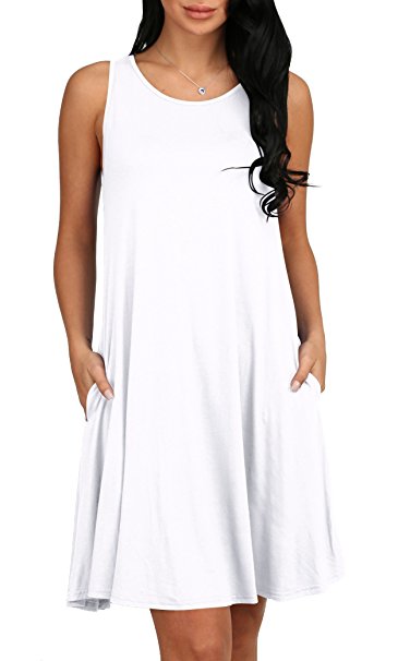 Alaroo Women's Summer Sleeveless Pocket Loose T-Shirt Dress S-XL