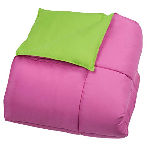 Lavish Home Reversible Down Alternative Comforter, Twin, Pink/Lime