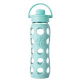 Lifefactory 22-Ounce Glass Bottle with Flip Cap and Silicone Sleeve Turquoise