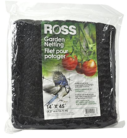 Ross Garden Netting (Multi-Use Netting for Use Around Yard and Garden) Black Mesh Plastic Netting, 14 feet x 45 feet