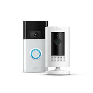 Ring Außenkamera Akku (Stick Up Cam Battery)   Akku-Videotürklingel (Video Doorbell) | Kabellose Video-Türsprechanlage   Überwachungskamera mit 1080p-HD-Video, witterungsbeständig, Akku & WLAN