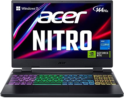 Acer Nitro 5 Gaming Laptop | Intel 12th Gen i7-12650H | NVIDIA GeForce RTX 4060 Laptop GPU | 15.6” FHD 144Hz IPS Display | 16GB DDR5 | 1TB Gen 4 SSD | Killer Wi-Fi 6 | RGB Backlit KB | AN515-58-781P