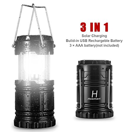 Hosmart Outdoor USB Rechargeable Solar Led Lantern Lighting Included Rechargeable Battery