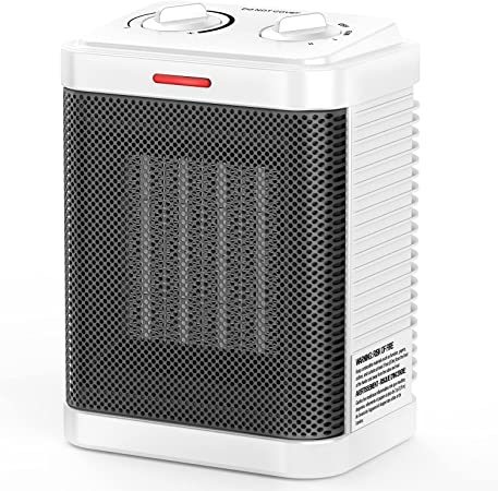 Space Heater, Small Space Heater for Indoor Use, 1500W/900W PTC Ceramic Space Heater with Thermostat, 3 Modes, Safety Quiet Heating, Multiple Protection, Portable Heater for Office Room Desk Use