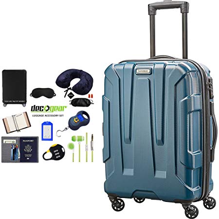 Samsonite 102689-2824 Centric Hardside 24 Inch Luggage - Teal Bundle w/Deco Gear Luggage Accessory Kit (10 Item)