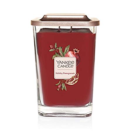 Yankee Candle Company Elevation Collection with Platform Lid, Large 2-Wick Square Candle, Holiday Pomegranate