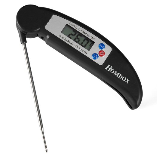 Homdox Instant Read Meat Thermometer with Collapsible Internal Probe Black