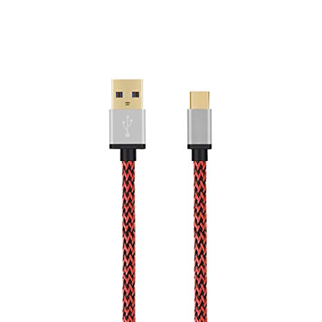 Type C Cable USB C Cable 6.6ft(2m) Nylon Braided,TACOO Durable Fast Charge and Transfer Extra Long Android Phone Cord Line for Galaxy S8,S8 Plus/New MacBook/ChromeBook Pixel/Nexus 5X/6P and More-Red