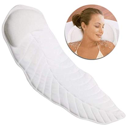 Extra Wide Bathtub Spa Bath Pillow Mattress, Full Body Luxury Soft Quilted Cushion Mat with Large Non Slip Suction Cups, Comfort Head Rest and Back & Tailbone Support, Quick Drying and Anti Bacteria