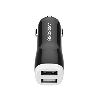 Askborg USB Car Charger ChargeDrive 2 (24W / 4.8A, 2 Ports) for iPhone 6 / 6 Plus, iPad Air 2 / mini 3, Galaxy S6 / S6 Edge and More