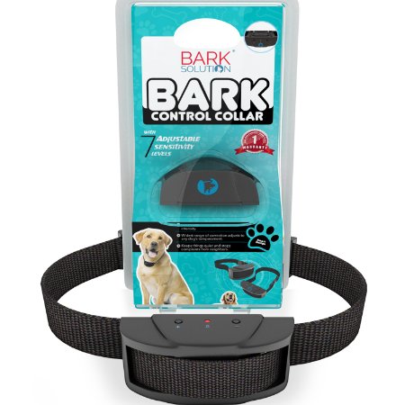 Bark Solution ® improved Anti Bark Dog Collar Training System, Electric No Bark Shock Control with 7 Adjustable Sensitivity Control & Manual