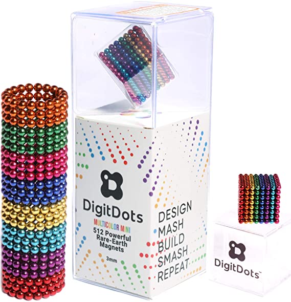 Brainspark DigitDots 512 Multi Color 3mm Mini Magnetic Balls 8 Colors The Original Fidget Toys Rare Earth Magnets Desk Toys Desk Games Magnet Toys Stress Relief Toys