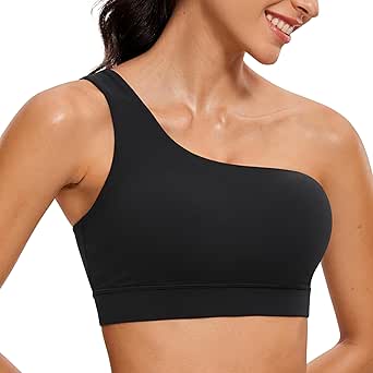 CRZ YOGA Butterluxe Womens One Shoulder Sports Bra - Sleeveless One Strap Low Impact Asymmetrical Workout Yoga Bra