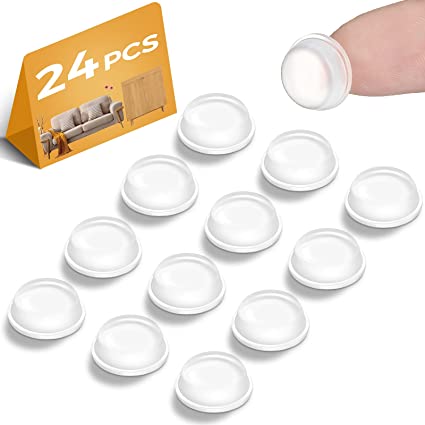 24 Pcs Silicone Bumpers Adhesive Buffer Pads Clear Cupboard Door Stops Door Pads Stop Slamming Protector Soft Close Silicone Dots Furniture Pads for Kitchen Cabinet Floor Wall Glass, Cylindrical