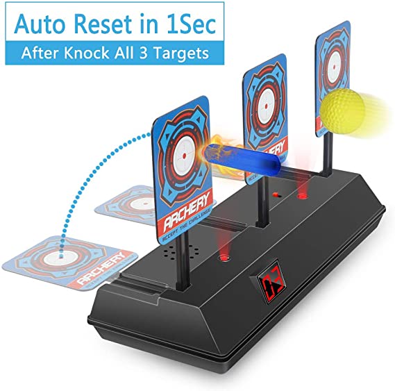 HAHAone Auto Reset Electric Shooting Target for Nerf Guns N-Strike Elite/Mega/Rival Series , Digital Targets with Light Sound Effect