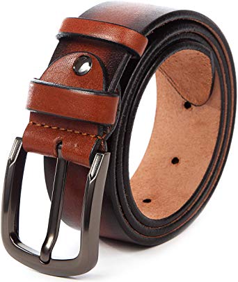 Full Grain Leather Men's Belt - Heavy Duty Genuine Cowhide - Durable and Strong