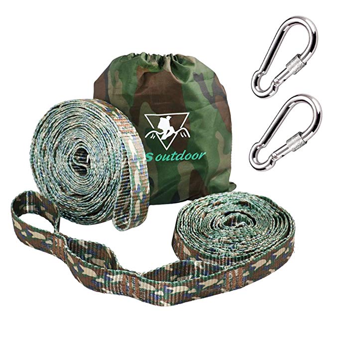 pys XL Hammock Straps - 10ft Camo Tree Straps, 20 1 Adjustable Loops, 2 Carabiners Included with 1000lbs Fit for Any Hammocks, Use Tree-Friendly for Adventure, Hiking and Backpacking (Camo,20 1)