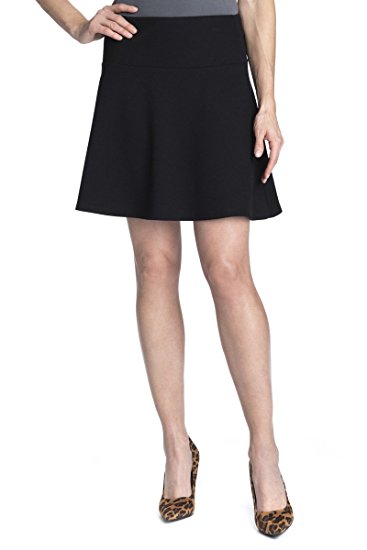 Rekucci Women's Ease In To Comfort Wide Waist Flared Flippy Skirt Luxe Ponte