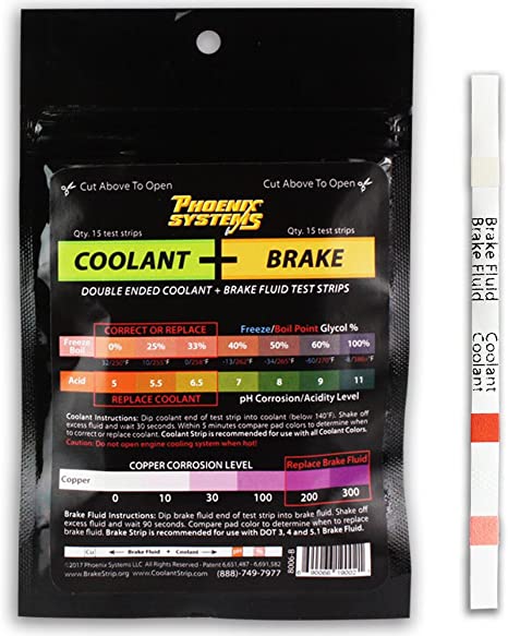 Phoenix Systems 8006-B Double-Ended Coolant   Brake Fluid Test Strips (15 foil wrapped test strips), 1 Pack