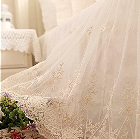 Brandream Queen Size Luxury White Lace Bed Skirt Romantic Girls Bed Sheets Elegant Teen Skirted Sheet