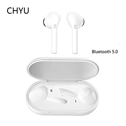 CHYU Bluetooth Earbuds Bluetooth Headphones Wireless Noise Cancelling V5.0 Mini in-Ear TWS Sports Earphones with Microphone Charging Case for All Bluetooth Device for Hands-Free Calls (White)