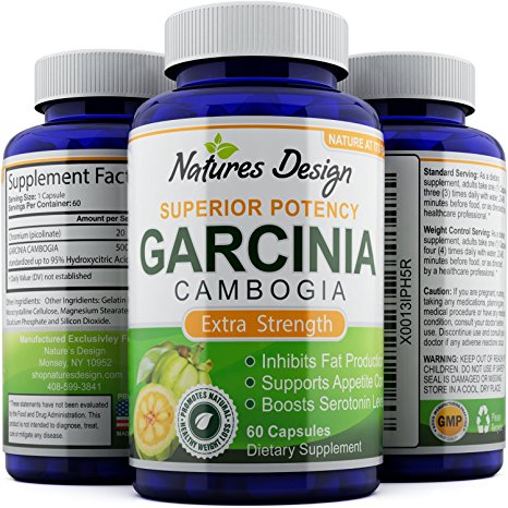 Garcinia Cambogia Slim and Pure Detox Maximum Strength Supplement - 95% HCA Weight Loss Pills for Women and Men - Burn Fat & Boost Metabolism - Antioxidant for Immune Support & Increased Energy