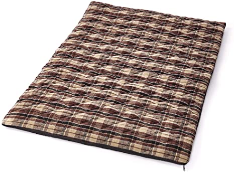 The Lakeside Collection Self-Warming Pet Bed - Thermal Quilted Brown Plaid - Large