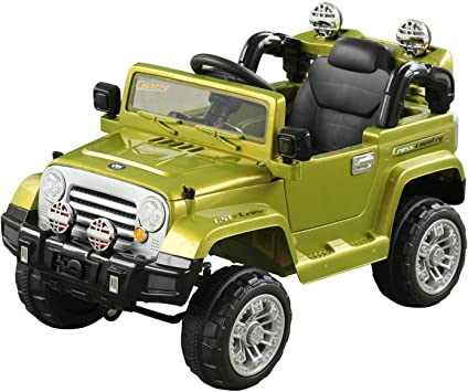 Aosom 12V Kids Electric Ride On Car Toy Truck with Remote Control 2 Speeds Lights MP3 LCD Power Indicator, Green