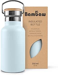 Bambaw 12 oz Insulated Water Bottle, Light Blue Water Bottle Stainless Steel, Insulated Bottle, Small Water Bottles for School, BPA Free Water Bottle – Ice blue