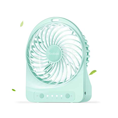 Yoobao F01 Mini Portable USB Fan Table Desktop Personal Fan 3300mAh Rechargeable Battery Powered Fan for Home and Office Cooling, Traveling Camping Handheld Fan with Flashlight (3 Speeds) - Mint Green