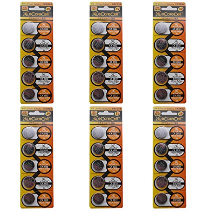 eCoreCell (30pcs) CR2032 5004LC 3V 3 Volt Lithium Single Use Non-rechargeable Button Coin Cell Battery