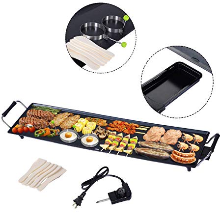 Costzon 35" Electric Teppanyaki Table Top Grill Griddle BBQ Barbecue Nonstick Extra Large Griddle Electric for Camping Indoor Outdoor with Adjustable Temperature